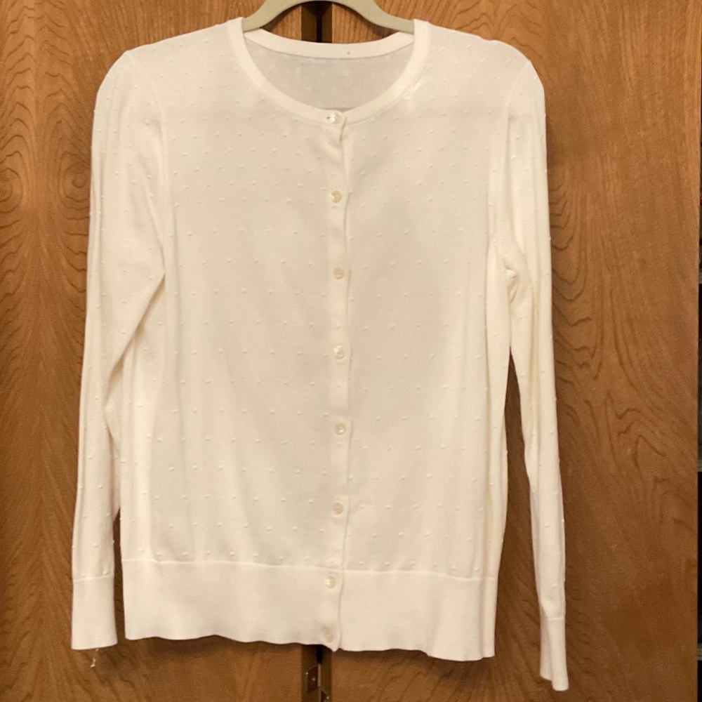 White cotton cardigan, medium